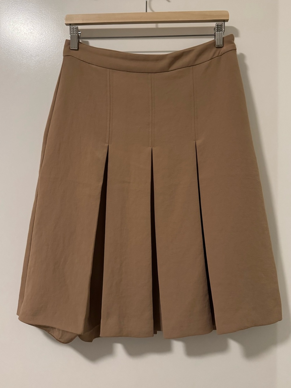 Wilfred Aritzia Camel Box Pleated Midi Skirt 6